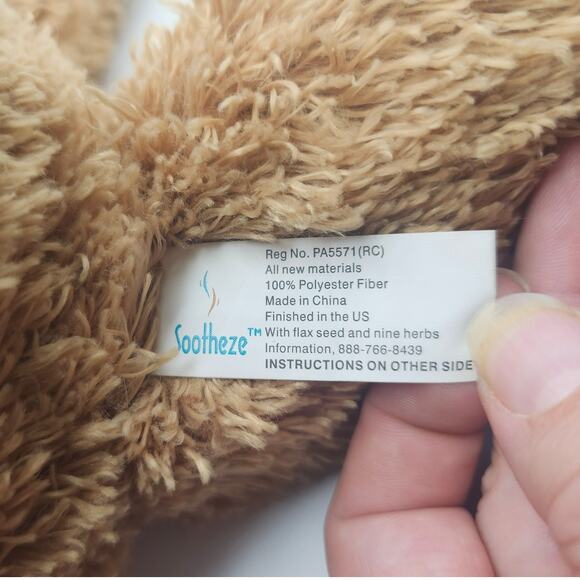 Sootheze 12" Microwaveable Heat Therapy Teddy Bear Plush Brown Flaxseed Herbal - Picture 9 of 10